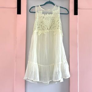 lace sleeveless dress - off white - small